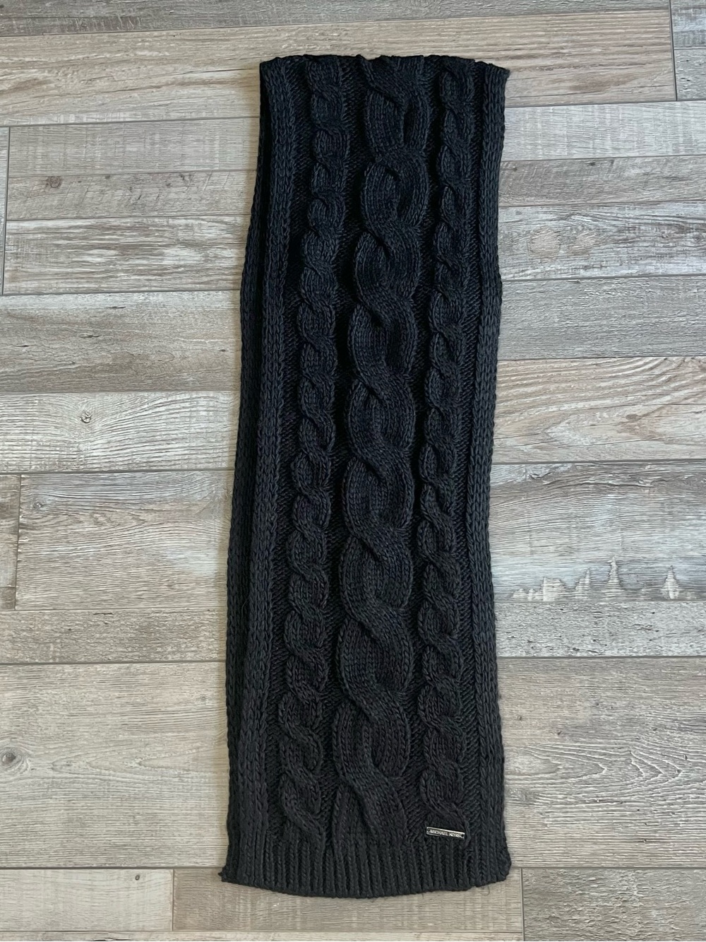 Michael Kors Black Cable Knit Scarf